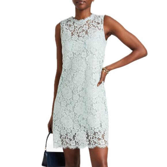 NWT DOLCE & GABBANA Mint Corded Lace Sleeveless Mini Dress 44 L - Picture 1 of 10